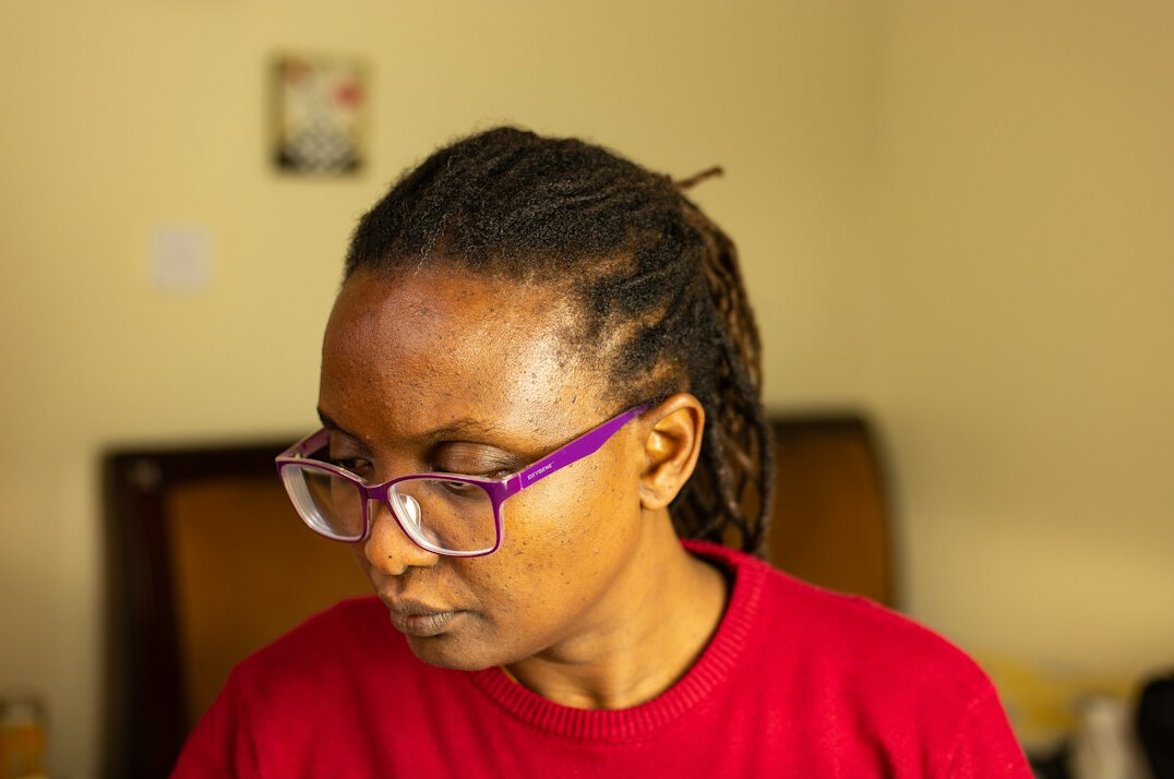 Japanese woman studying programming online from home